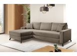 Ecksofa EXXPO - SOFA FASHION "Quattro schlicht & zeitlos, bequem, L-Form, B/T: 247/162 cm", braun (latte), B:247cm H:85cm T:162cm, Sofas, Ecksofa, wahlw. Bettfunktion, Bettkasten. Bezug komplett Webvelours