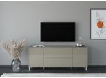 Lowboard "Reno", taupe matt lack, glas taupe glanz, B:182cm H:75cm T:42cm, Glas, Holzwerkstoff, SET ONE BY MUSTERRING, Sideboards, Lowboard, Mit Vierkantfuß in diversen Farben, 75 cm Höhe & Farbauswahl