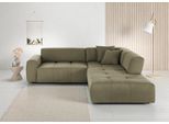 Ecksofa 3C CANDY "Yoshy Komfortsofa, bequem und modern, hochwertige Verarbeitungsdetails", grün (oliv), B:285cm H:74cm T:268cm, 100% Polyester, Sofas, Ecksofa, Zwei verschiedene Sitztiefen durch verstellbare Rückenlehne, L-Form