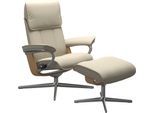 Relaxsessel STRESSLESS "Admiral", beige (cream batick), B:93cm H:103cm T:79cm, Leder BATICK: BATICK ist ein leicht korrigiertes, durchgefärbtes und genarbtes Möbelleder, bei dem die meisten Unebenheiten und Spuren in der Regel entfernt wurden., Sessel, Relaxsessel, mit Cross Base, Größe M & L, Holzakzent Eiche