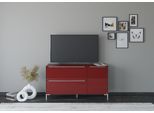 Lowboard "Reno", rot (graphit schwarz matt lack, glas bordeauxrot glanz), B:137cm H:77cm T:42cm, Glas, Holzwerkstoff, SET ONE BY MUSTERRING, Sideboards, Lowboard, Mit Winkelfuß in diversen Farben, 77 cm Höhe & Farbauswahl