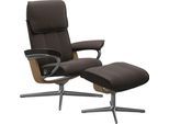 Relaxsessel STRESSLESS "Admiral", braun (braun batick), B:84cm H:100cm T:73cm, Leder BATICK: BATICK ist ein leicht korrigiertes, durchgefärbtes und genarbtes Möbelleder, bei dem die meisten Unebenheiten und Spuren in der Regel entfernt wurden., Sessel, Relaxsessel, mit Cross Base, Größe M & L, Holzakzent Eiche