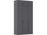 Kleiderschrank RAUCH "Schrank Garderobe Wäscheschrank GAMMA in 4 Breiten 91-226 cm", grau (graumetallic, griffstangen graumetallic), B:136cm H:248cm T:54cm, Holzwerkstoff, Schränke, Kleiderschrank, mit Schubladen und Schrankaufsatz, schlichtes Design MADE IN GERMANY