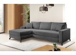 Ecksofa EXXPO - SOFA FASHION "Quattro schlicht & zeitlos, bequem, L-Form, B/T: 247/162 cm", grau (anthrazit), B:247cm H:85cm T:162cm, Sofas, Ecksofa, mit Bettfunktion & Bettkasten. Bezug komplett Webvelours
