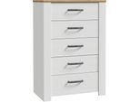 Kommode FORTE "Bohol", riviera eiche, sibiu lärche hell, B:71,7cm H:106,2cm T:42cm, Spanplatte, Sideboards, Kommode, B/H/T71,7/106,2/42 cm, 5 Schubkästen, Landhaus