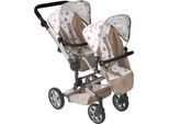 Puppen-Zwillingsbuggy CHIC2000 "Linus Duo", rosa (bärchen beige), Puppenwagen, KinderB:80cm H:79cm T:80cm, Kunststoff, Polyester, Stahl, Puppen-Zwillingsbuggy, mit zwei abnehmbaren, bis in Liegeposition verstellbaren Sportsitzen, B:80cm H:79cm T:80cm