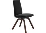 Polsterstuhl STRESSLESS "Laurel", schwarz (schwarz batick, walnuss), B:49cm H:92cm T:59cm, Leder BATICK: BATICK ist ein leicht korrigiertes, durchgefärbtes und genarbtes Möbelleder, bei dem die meisten Unebenheiten und Spuren in der Regel entfernt wurden., Stühle, Polsterstuhl, Low Back, Größe M, mit schräggestellten Beinen in Walnuss