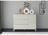 Sideboard "Reno", beige (kaschmir matt lack, glas kaschmir glanz), B:137cm H:106cm T:42cm, Glas, Holzwerkstoff, SET ONE BY MUSTERRING, Sideboards, Sideboard, Mit Vierkantfuß in diversen Farben, 106 cm Höhe & Farbauswahl