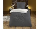 Wendebettwäsche KINZLER "Mikrofaser "Cashmere Touch", dunkelgrau, B/L: 135cm x 200cm, 1 Stk., 1 Stk., Polyester, B/L: 80cm x 80cm, 2 tlg., Polyester, Obermaterial: 100% Polyester, Bettwäsche, Wendebettwäsche, Unifarben, besonders weich
