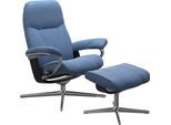 Relaxsessel STRESSLESS "Consul", blau (lazuli blau), B:78cm H:97cm T:70cm, Sessel, Relaxsessel, mit Cross Base, Größe S, M & L, Holzakzent Schwarz