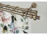Gardinenstange GARESA "ANDREA", gold (antikmessingfarben), L:290cm Ø:20mm, Metall, Gardinenstangen, Gardinenstange, Vorhanggarnitur, verlängerbar, Endknopf Profil groß, mit Ringen