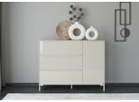 Sideboard "Reno", beige (kaschmir matt lack, glas kaschmir glanz), B:137cm H:108cm T:42cm, Glas, Holzwerkstoff, SET ONE BY MUSTERRING, Sideboards, Sideboard, Mit Winkelfuß in diversen Farben, 108 cm Höhe & Farbauswahl