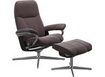 Relaxsessel STRESSLESS "Consul", rot (bordeaux paloma), B:91cm H:102cm T:79cm, Sessel, Relaxsessel, mit Hocker, mit Cross Base, Größe S, M & L, Holzakzent Schwarz
