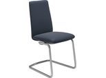 Polsterstuhl STRESSLESS "Laurel", blau (oxford blau paloma, chrom glänzend), B:53cm H:92cm T:59cm, Leder PALOMA: PALOMA ist ein durchgefärbtes Semianilin-Möbelleder mit natürlicher Narbung., Stühle, Polsterstuhl, Low Back, Größe M, mit Beinen aus Stahl in Chrom glänzend