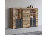 Sideboard OTTO HOME "Roger", braun (satin nussbfarben, schwarzwood wengefarben), B:132cm H:92cm, Sideboards, Sideboard, Breite 132 cm