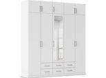 Kleiderschrank RAUCH "Schrank Garderobe Wäscheschrank GAMMA in 4 Breiten 91-226 cm", alpinweiß, griffe chrom, B:226cm H:248cm T:54cm, Holzwerkstoff, Schränke, Kleiderschrank, mit Schubladen und Schrankaufsatz sowie Spiegel MADE IN GERMANY