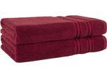 Duschtuch HAMMETEX "2er Set Badetücher 70x140 cm, 100% Baumwolle, Weich & Saugstark", rot (bordeaux), B:70cm L:140cm, Frottier, Baumwolle, Handtücher, Duschtuch, mit Bordüre, einfarbig, weich