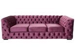 Chesterfield-Sofa HOME AFFAIRE "Kalina, B: 230cm, handgefertigt, hochwertiger Stoff und Leder", lila (aubergine), B:230cm H:67cm T:98cm, Sofas, Chesterfield-Sofa, klassische Chesterfield-Knopfheftung, sehr hochwertige Verarbeitung
