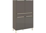 Highboard "Reno", anthrazit matt lack, glas anthrazit glanz, B:92cm H:152cm T:42cm, Glas, Holzwerkstoff, SET ONE BY MUSTERRING, Sideboards, Highboard, Mit Vierkantfuß in diversen Farben, 152 cm Höhe & Farbauswahl
