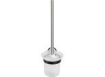 WC-Garnitur WENKO "UV-Loc Udine", weiß (weiß, silber, schwarz), B:11cm H:38cm L:15,5cm, Edelstahl, Glas, Reinigungsbürsten, WC-Garnitur, befestigen ohne Bohren