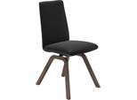 Polsterstuhl STRESSLESS "Laurel", schwarz (schwarz paloma, walnuss), B:49cm H:92cm T:59cm, Leder PALOMA: PALOMA ist ein durchgefärbtes Semianilin-Möbelleder mit natürlicher Narbung., Stühle, Polsterstuhl, Low Back, Größe M, mit schräggestellten Beinen in Walnuss
