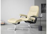 Relaxsessel STRESSLESS "Consul", beige (vanilla paloma), B:82cm H:102cm T:72cm, Leder PALOMA: PALOMA ist ein durchgefärbtes Semianilin-Möbelleder mit natürlicher Narbung., Sessel, Relaxsessel, mit Cross Base, Größe S, M & L, Holzakzent Schwarz