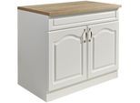 Spülenschrank WIHO KÜCHEN "Linz", weiß (front: landhaus weiß, korpus und sockel: weiß, arbeitsplatte: sonoma eiche), B:100cm H:85cm T:60cm, Schränke, Spülenschrank, 100 cm breit, in Landhaus-Optik