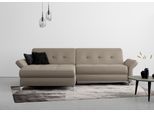 Ecksofa HOME AFFAIRE "Maredo L-Form", grau (grau, beige), B:284cm H:89cm T:179cm, 100% Polyester, Sofas, Ecksofa, Federkern, wahlweise auch mit Kopfteil- und Armlehnverstellung