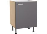 Spülenschrank KOCHSTATION "KS-Lucy", anthrazit, eiche hell, B:60cm H:87cm T:58,1cm, Schränke, Spülenschrank, Breite 60 cm, mit 1 Tür, höhenverstellbare Füße, Soft-Close