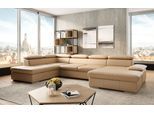 Wohnlandschaft SIT & MORE "Valantine U-Form, B: 349 cm", braun (cappuccino), B:349cm H:73cm T:226cm, NaturLEDER;Spannstoff, Sofas, Wohnlandschaft, mit Arm- & Kopfteilverstellung, optional mit Bettfunktion