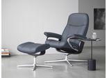 Relaxsessel STRESSLESS "Consul", blau (sparrow blau paloma), B:82cm H:102cm T:72cm, Leder PALOMA: PALOMA ist ein durchgefärbtes Semianilin-Möbelleder mit natürlicher Narbung., Sessel, Relaxsessel, mit Cross Base, Größe S, M & L, Holzakzent Schwarz