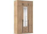Kleiderschrank RAUCH "Schrank Garderobe Wäscheschrank GAMMA in 4 Breiten 91-226 cm", braun (eiche sonoma, griffstangen graumetallic), B:136cm H:248cm T:54cm, Holzwerkstoff, Schränke, Kleiderschrank, mit Schubladen und Schrankaufsatz sowie Spiegel MADE IN GERMANY