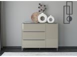 Sideboard "Reno", beige (taupe matt lack, glas taupe glanz), B:137cm H:106cm T:42cm, Glas, Holzwerkstoff, SET ONE BY MUSTERRING, Sideboards, Sideboard, Mit Vierkantfuß in diversen Farben, 106 cm Höhe & Farbauswahl