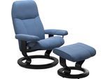 Relaxsessel STRESSLESS "Consul", blau (lazuli blau), B:85cm H:100cm T:77cm, Sessel, Relaxsessel, mit Classic Base, Größe L, Gestell Schwarz