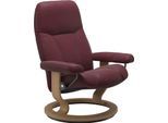 Relaxsessel STRESSLESS "Consul", rot (bordeaux batick), B:76cm H:100cm T:71cm, Leder BATICK: BATICK ist ein leicht korrigiertes, durchgefärbtes und genarbtes Möbelleder, bei dem die meisten Unebenheiten und Spuren in der Regel entfernt wurden.;Leder PALOMA: PALOMA ist ein durchgefärbtes Semianilin-Möbelleder mit natürlicher Narbung.;ROHLEDER Stoff Q2 FARON: Ein fester zuverlässiger Bouclé mit eine