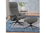 Relaxsessel STRESSLESS "London", grau (metal grau paloma), B:80cm H:116cm T:71cm, Leder BATICK: durchgefärbtes und genarbtes Möbelleder;Leder PALOMA: durchgefärbtes Semianilin-Möbelleder;ROHLEDER Stoff Q2 FARON (100% Polyester im Flor, Grundgewebe: 50% Polyester, 50% Polyacryl), Sessel, Relaxsessel, mit Hocker, High Back, mit Star Base, Gestell Schwarz