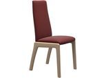 Polsterstuhl STRESSLESS "Laurel", rot (cherry paloma, eiche natur), B:57cm H:105cm T:60cm, Leder PALOMA: PALOMA ist ein durchgefärbtes Semianilin-Möbelleder mit natürlicher Narbung., Stühle, Polsterstuhl, High Back, Größe M, mit abgerundeten Beinen in Eiche natur