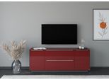Lowboard "Reno", graphit schwarz matt lack, glas bordeauxrot glanz, B:182cm H:71cm T:42cm, Glas, Holzwerkstoff, SET ONE BY MUSTERRING, Sideboards, Lowboard, Mit Sockel in diversen Farben, 71 cm Höhe & Farbauswahl