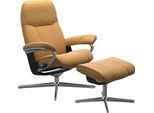 Relaxsessel STRESSLESS "Consul", gelb (honey paloma), B:78cm H:97cm T:70cm, Sessel, Relaxsessel, mit Cross Base, Größe S, M & L, Holzakzent Schwarz