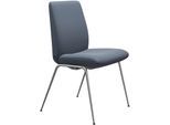 Polsterstuhl STRESSLESS "Laurel", blau (sparrow blau paloma, chrom glänzend), B:57cm H:92cm T:59cm, Leder PALOMA: PALOMA ist ein durchgefärbtes Semianilin-Möbelleder mit natürlicher Narbung., Stühle, Polsterstuhl, Low Back, Größe L, mit Beinen aus Stahl in Chrom glänzend