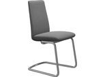 Polsterstuhl STRESSLESS "Laurel", grau (dunkelgrau dinamica, chrom glänzend), B:53cm H:92cm T:59cm, Microfaser DINAMICA (88% Polyester, 12% Polyurethan), Stühle, Polsterstuhl, Low Back, Größe M, mit Beinen aus Stahl in Chrom glänzend