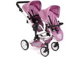 Puppen-Zwillingsbuggy CHIC2000 "Linus Duo", rosa (jeans pink), Puppenwagen, KinderB:80cm H:79cm T:80cm, Kunststoff, Polyester, Stahl, Puppen-Zwillingsbuggy, mit zwei abnehmbaren, bis in Liegeposition verstellbaren Sportsitzen, B:80cm H:79cm T:80cm