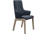 Polsterstuhl STRESSLESS "Laurel", blau (oxford blau paloma, eiche natur), B:58cm H:105cm T:60cm, Leder PALOMA: PALOMA ist ein durchgefärbtes Semianilin-Möbelleder mit natürlicher Narbung., Stühle, Polsterstuhl, High Back mit Armlehne, Größe L, mit abgerundeten Beinen in Eiche
