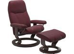 Relaxsessel STRESSLESS "Consul", rot (bordeaux batick), B:76cm H:100cm T:71cm, Leder BATICK: BATICK ist ein leicht korrigiertes, durchgefärbtes und genarbtes Möbelleder, bei dem die meisten Unebenheiten und Spuren in der Regel entfernt wurden.;Leder PALOMA: PALOMA ist ein durchgefärbtes Semianilin-Möbelleder mit natürlicher Narbung.;ROHLEDER Stoff Q2 FARON: Ein fester zuverlässiger Bouclé mit eine