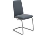 Polsterstuhl STRESSLESS "Laurel", blau (atlantic blau batick, chrom glänzend), B:53cm H:92cm T:59cm, Leder BATICK: BATICK ist ein leicht korrigiertes, durchgefärbtes und genarbtes Möbelleder, bei dem die meisten Unebenheiten und Spuren in der Regel entfernt wurden., Stühle, Polsterstuhl, Low Back, Größe M, mit Beinen aus Stahl in Chrom glänzend