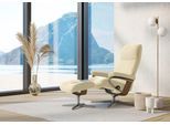 Relaxsessel STRESSLESS "View", beige (vanilla paloma), B:82cm H:109cm T:81cm, Leder PALOMA: PALOMA ist ein durchgefärbtes Semianilin-Möbelleder mit natürlicher Narbung., Sessel, Relaxsessel, mit Hocker, mit Cross Base, Größe S, M & L, Holzakzent Eiche