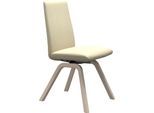 Polsterstuhl STRESSLESS "Laurel", beige (vanilla paloma, eiche gekalkt), B:49cm H:92cm T:59cm, Leder PALOMA: PALOMA ist ein durchgefärbtes Semianilin-Möbelleder mit natürlicher Narbung., Stühle, Polsterstuhl, Low Back, Größe M, mit schräggestellten Beinen in Eiche gekalkt