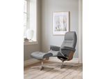 Relaxsessel STRESSLESS "Sunrise", rot (bordeaux batick), B:83cm H:105cm T:74cm, Leder BATICK: BATICK ist ein leicht korrigiertes, durchgefärbtes und genarbtes Möbelleder, bei dem die meisten Unebenheiten und Spuren in der Regel entfernt wurden., Sessel, Relaxsessel, mit Hocker, mit Cross Base, Größe S, M & L, Holzakzent Eiche