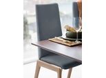 Polsterstuhl STRESSLESS "Laurel", blau (atlantic blau batick, eiche natur), B:57cm H:105cm T:60cm, Leder BATICK: BATICK ist ein leicht korrigiertes, durchgefärbtes und genarbtes Möbelleder, bei dem die meisten Unebenheiten und Spuren in der Regel entfernt wurden., Stühle, Polsterstuhl, High Back, Größe M, mit abgerundeten Beinen in Eiche natur