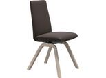Polsterstuhl STRESSLESS "Laurel", braun (braun batick, eiche gekalkt), B:49cm H:92cm T:59cm, Leder BATICK: BATICK ist ein leicht korrigiertes, durchgefärbtes und genarbtes Möbelleder, bei dem die meisten Unebenheiten und Spuren in der Regel entfernt wurden., Stühle, Polsterstuhl, Low Back, Größe M, mit schräggestellten Beinen in Eiche gekalkt